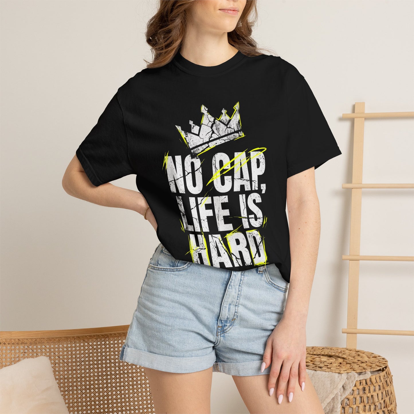 T-Shirt — "No Cap, Life Is Hard" Graphic Tee
