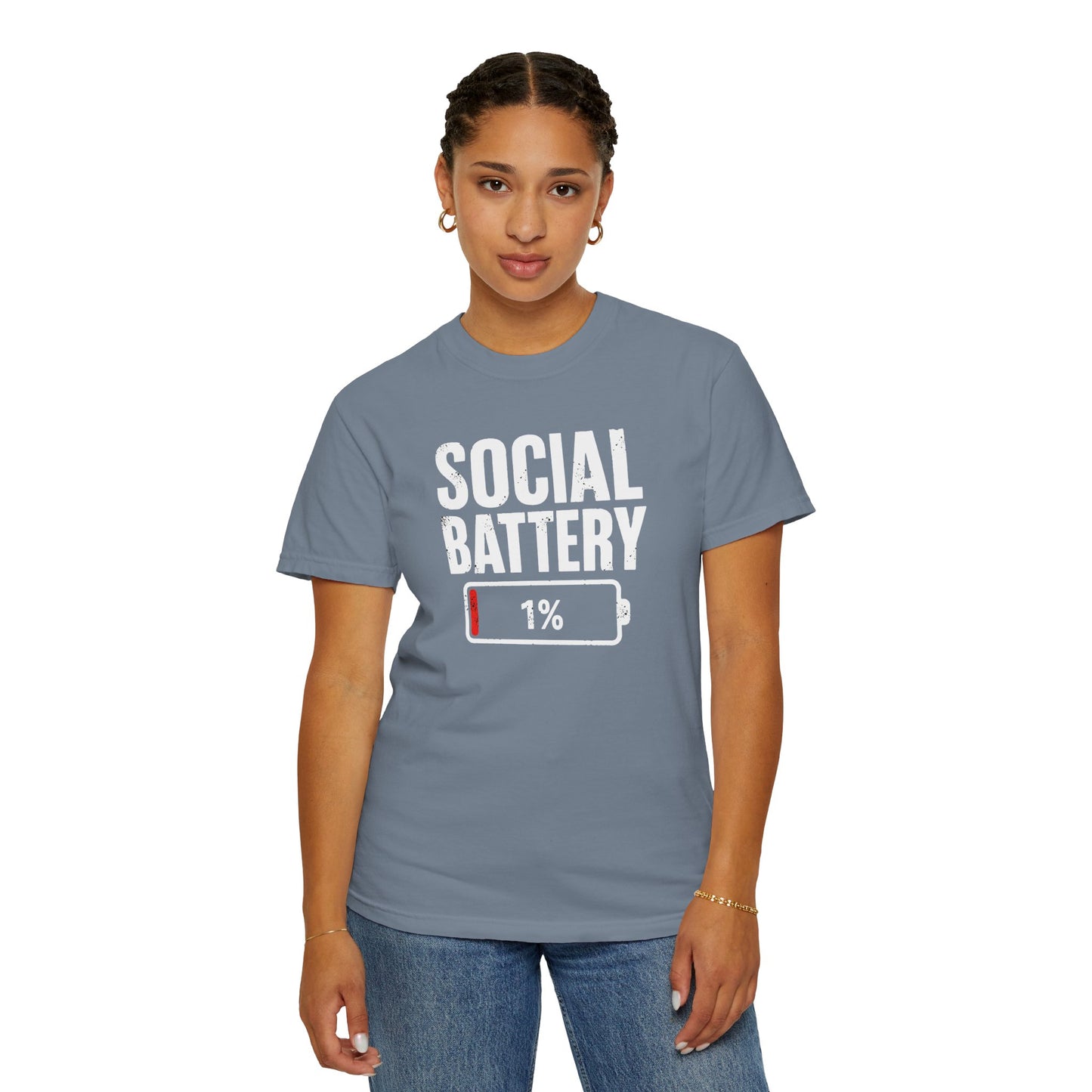 Social Battery 1% T-Shirt — Funny Introvert Graphic Tee