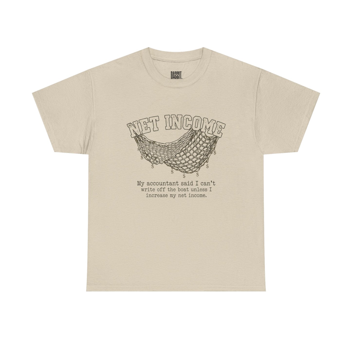 Net Income Hammock Tee — Funny Accountant Tax Shirt ("My accountant said I can't write off the boat unless I increase my net income")