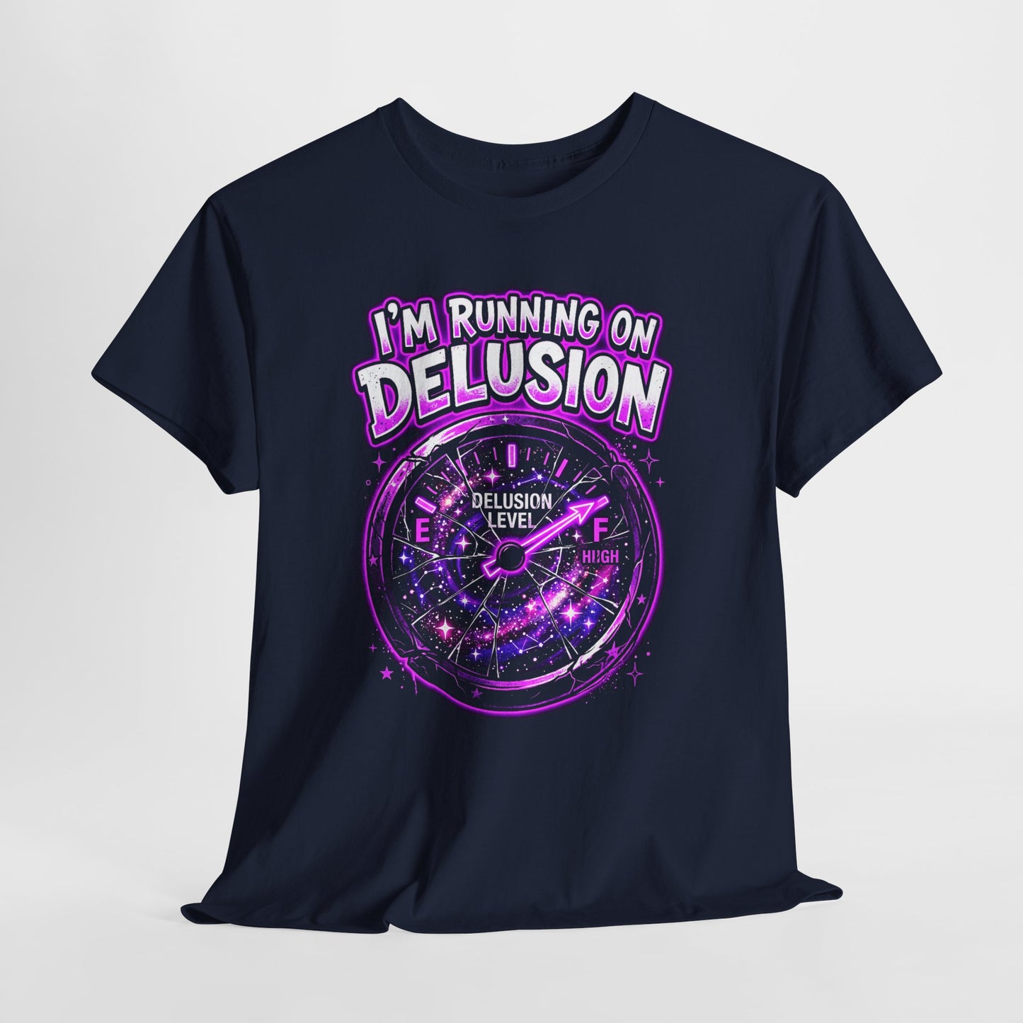 I'm Running on Delusion Tee — Funny Astrology Compass Graphic T‑Shirt