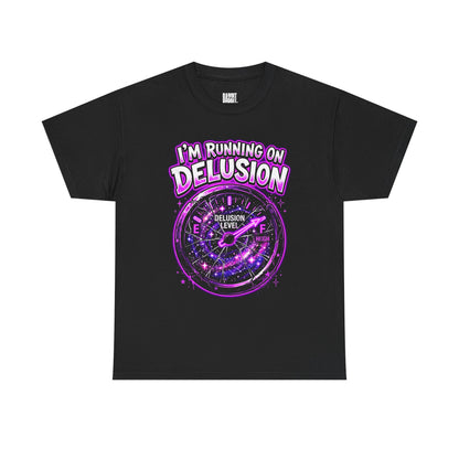 I'm Running on Delusion Tee — Funny Astrology Compass Graphic T‑Shirt