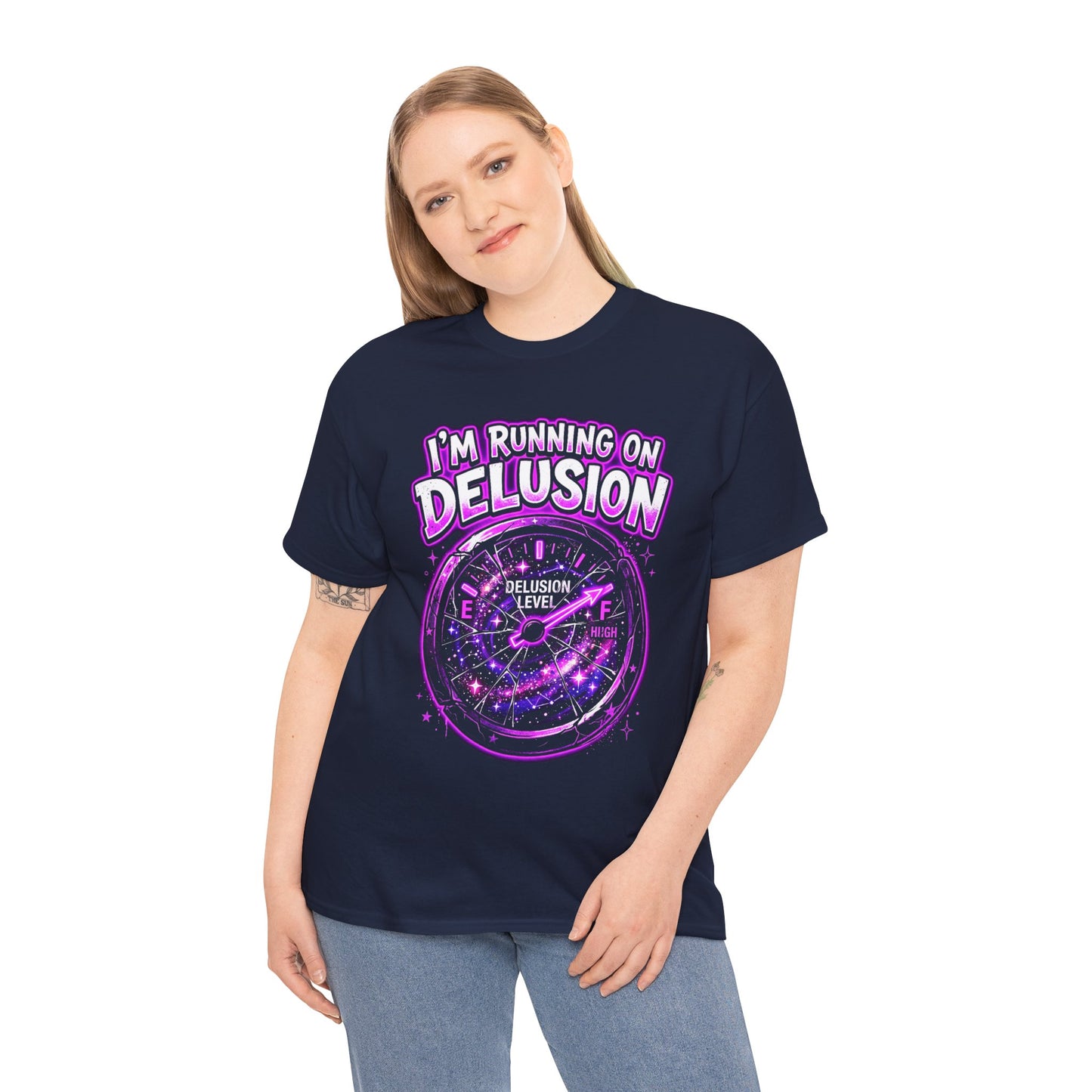 I'm Running on Delusion Tee — Funny Astrology Compass Graphic T‑Shirt