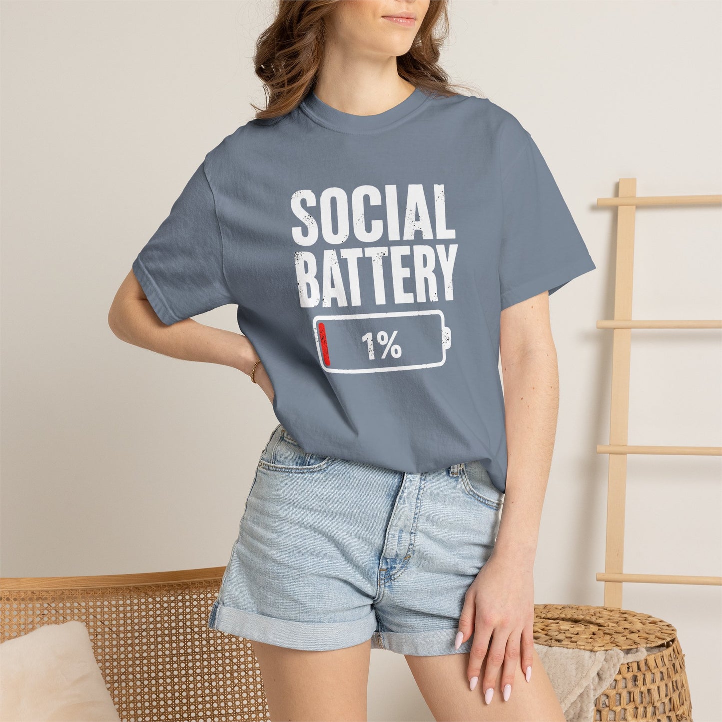 Social Battery 1% T-Shirt — Funny Introvert Graphic Tee