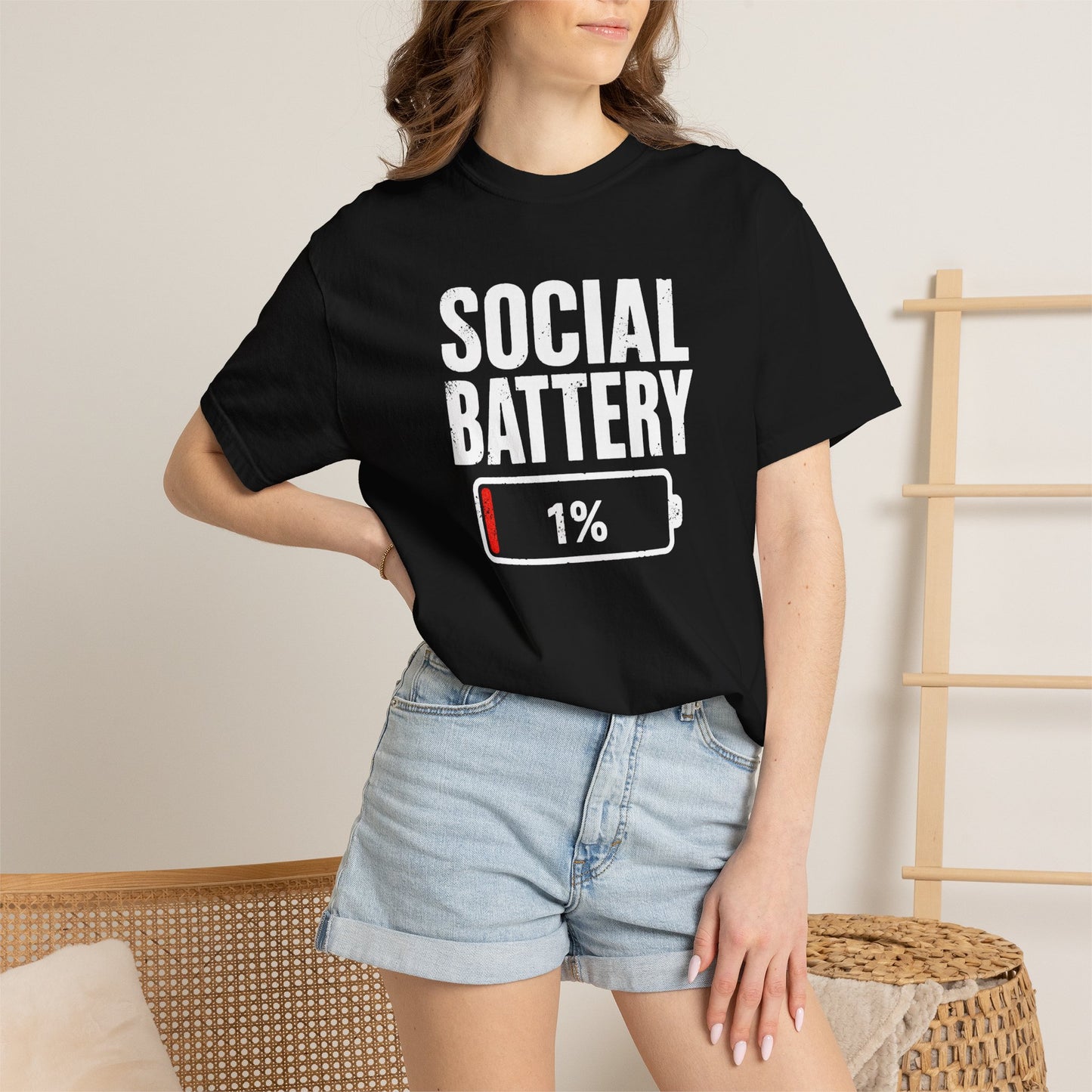 Social Battery 1% T-Shirt — Funny Introvert Graphic Tee