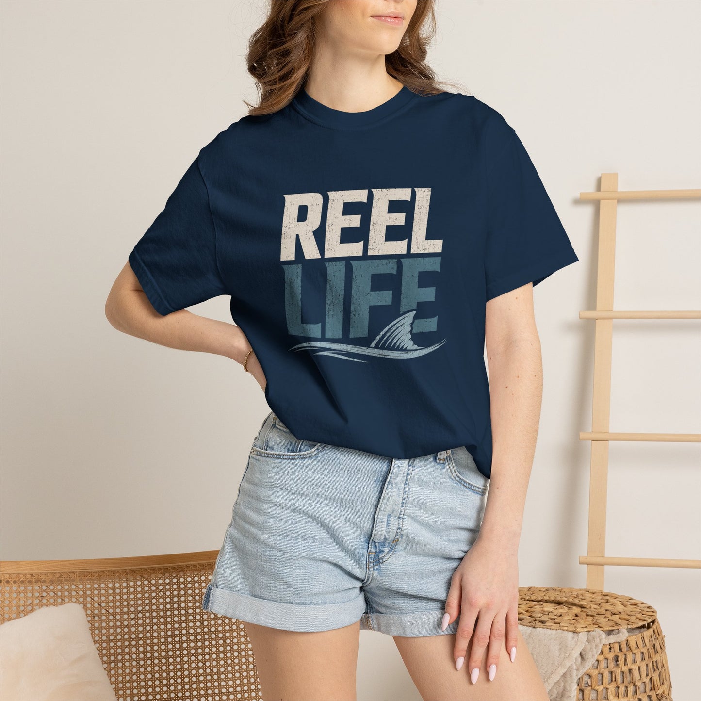 Reel Life Fishing T‑Shirt — Vintage Coastal Angler Tee