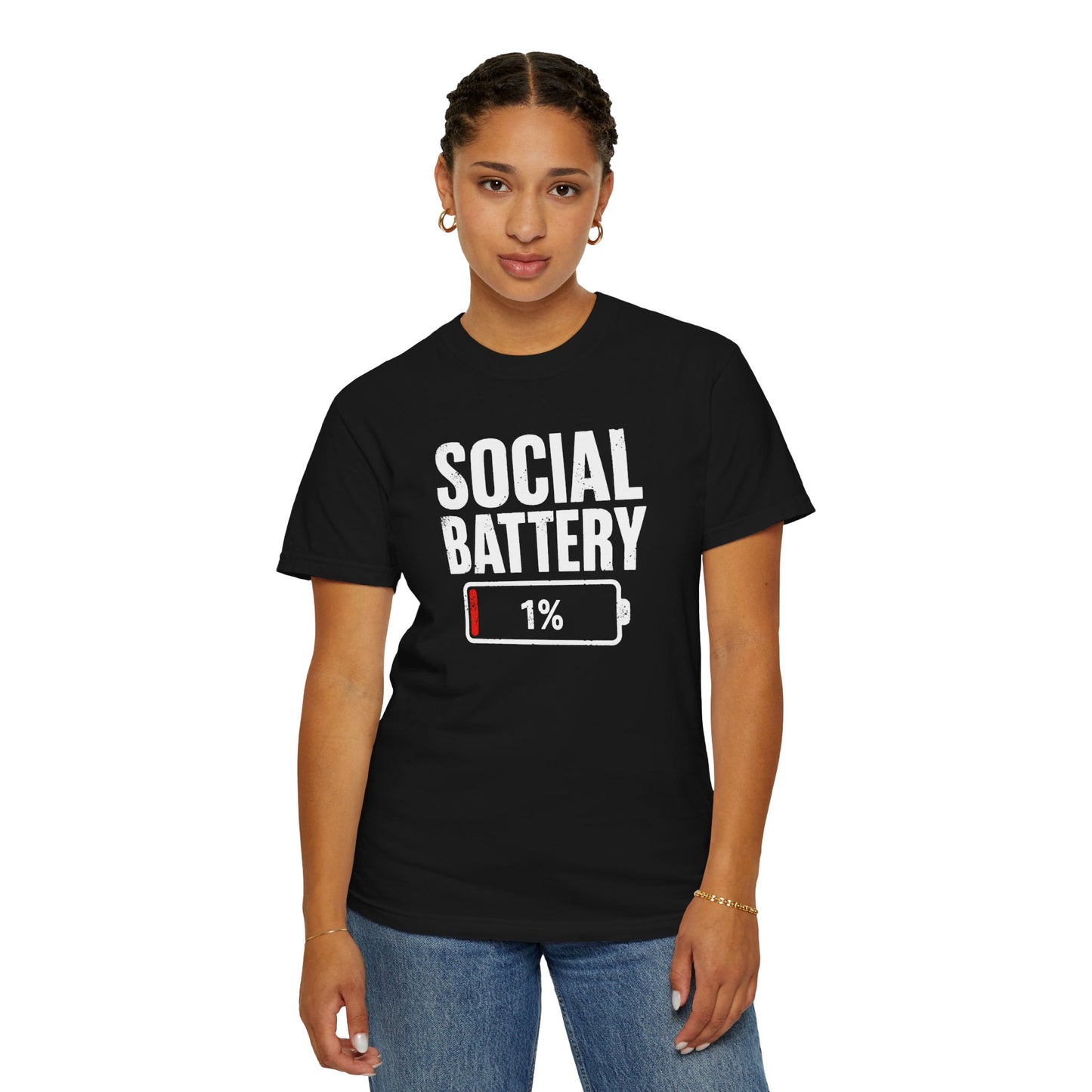 Social Battery 1% T-Shirt — Funny Introvert Graphic Tee
