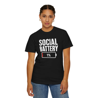 Social Battery 1% T-Shirt — Funny Introvert Graphic Tee