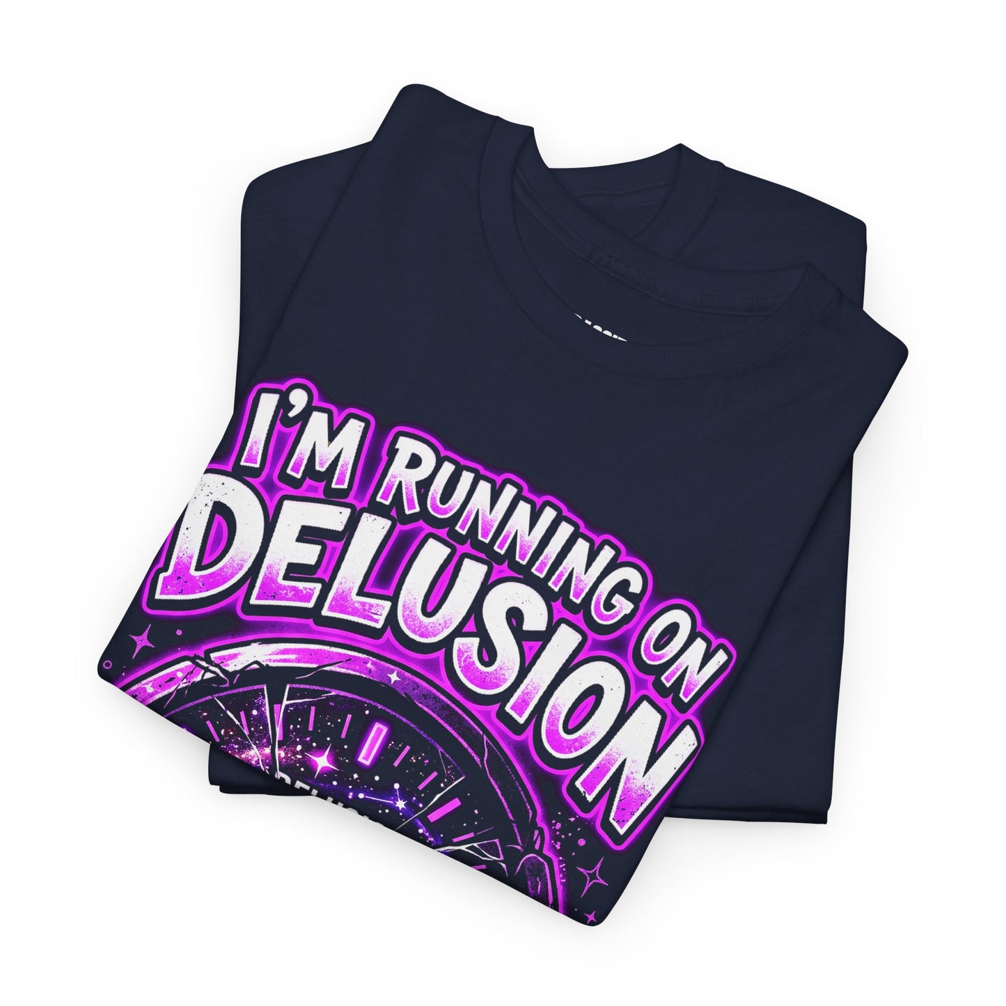 I'm Running on Delusion Tee — Funny Astrology Compass Graphic T‑Shirt
