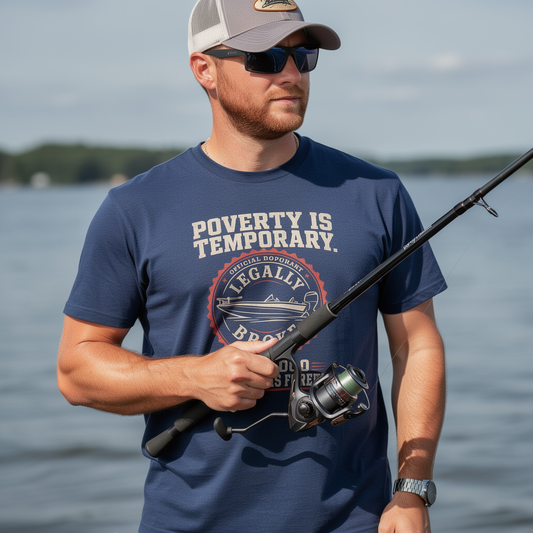 Poverty Is Temporary — Legally Broke Bass Boat T-Shirt