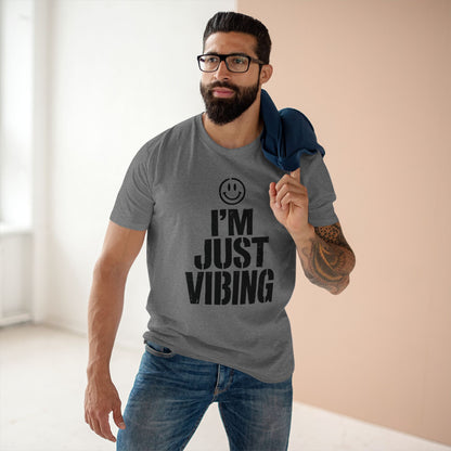 I'm Just Vibing T-Shirt — Retro Smiley Relaxed Tee