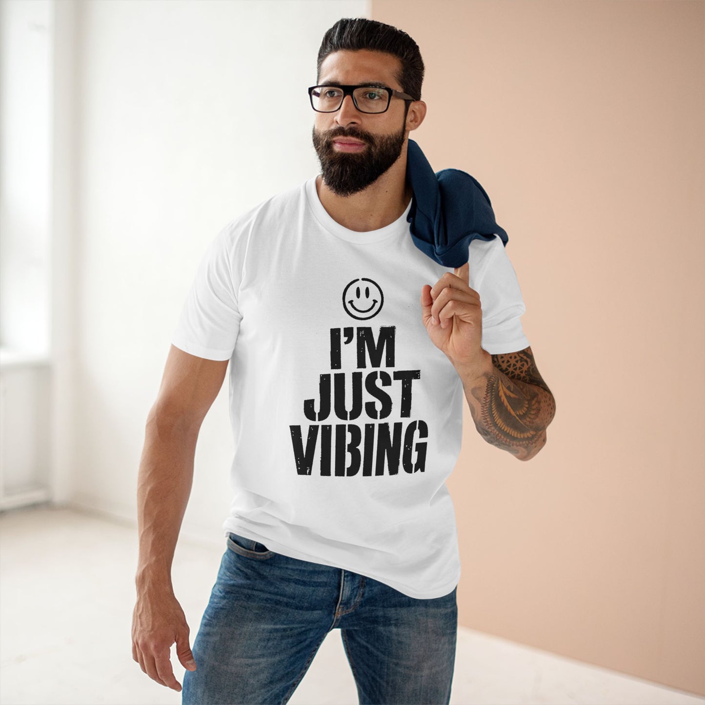 I'm Just Vibing T-Shirt — Retro Smiley Relaxed Tee