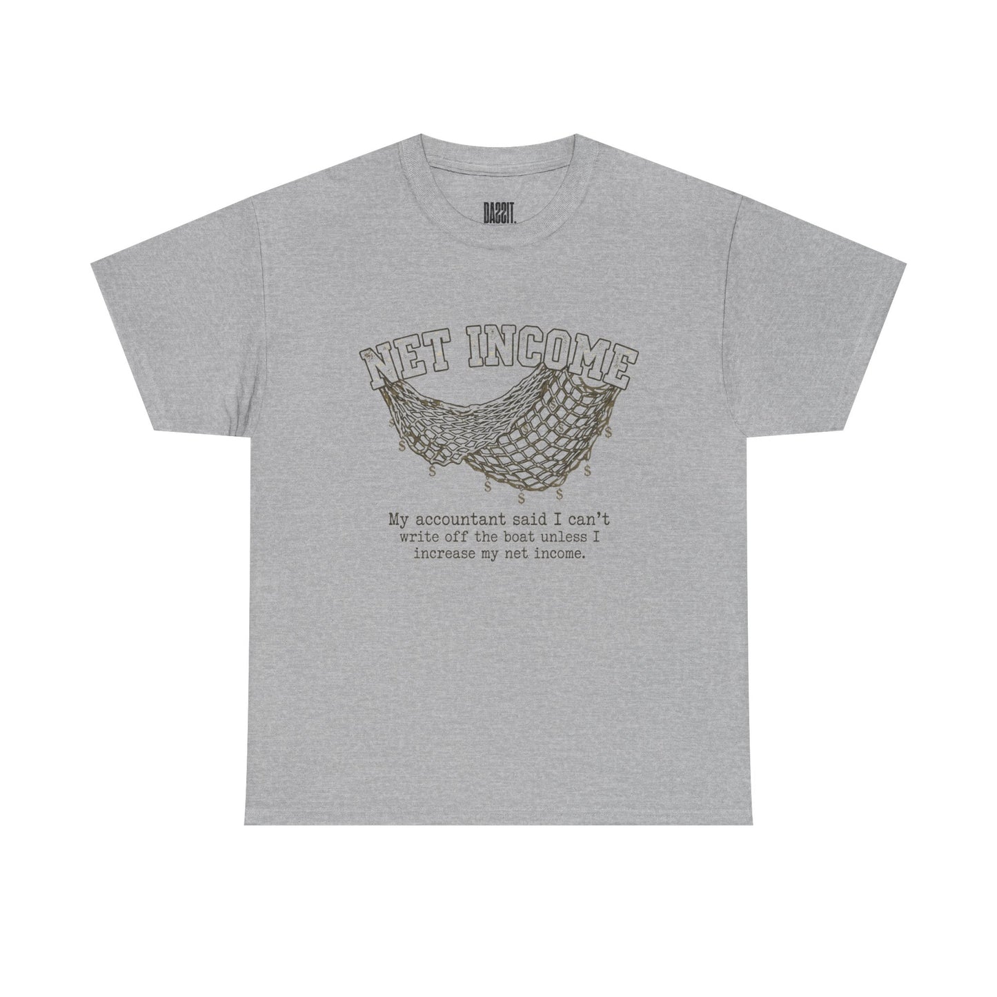 Net Income Hammock Tee — Funny Accountant Tax Shirt ("My accountant said I can't write off the boat unless I increase my net income")