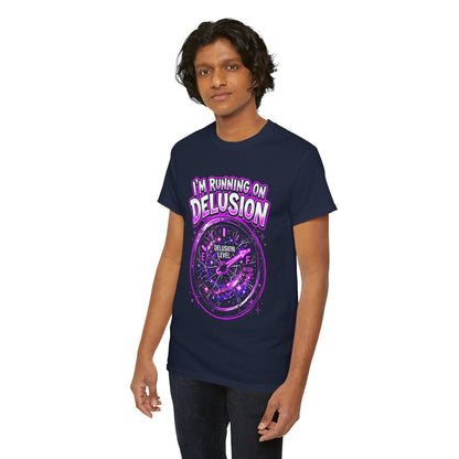 I'm Running on Delusion Tee — Funny Astrology Compass Graphic T‑Shirt