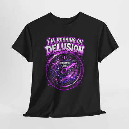 I'm Running on Delusion Tee — Funny Astrology Compass Graphic T‑Shirt