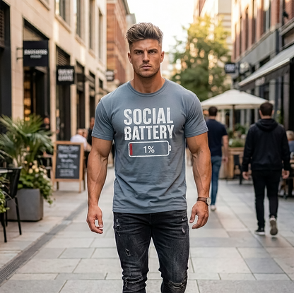 Social Battery 1% T-Shirt — Funny Introvert Graphic Tee